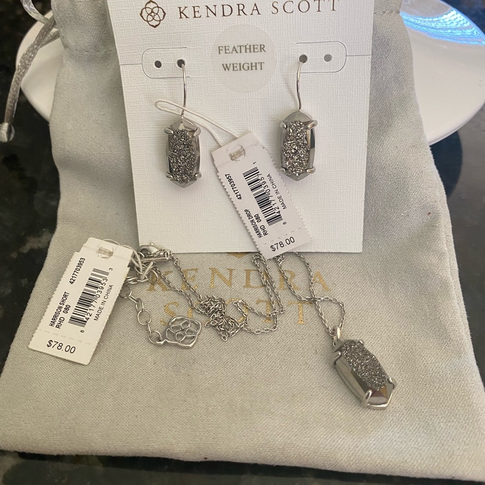 Kendra Scott earrings and necklace set.